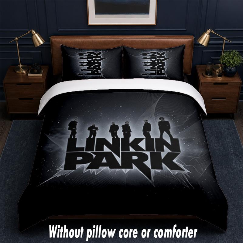 Linkin Park Design Bed Bedding Set 1 Duvet Cover + 2 Pillowcases Soft Breathable Household Bed Linens