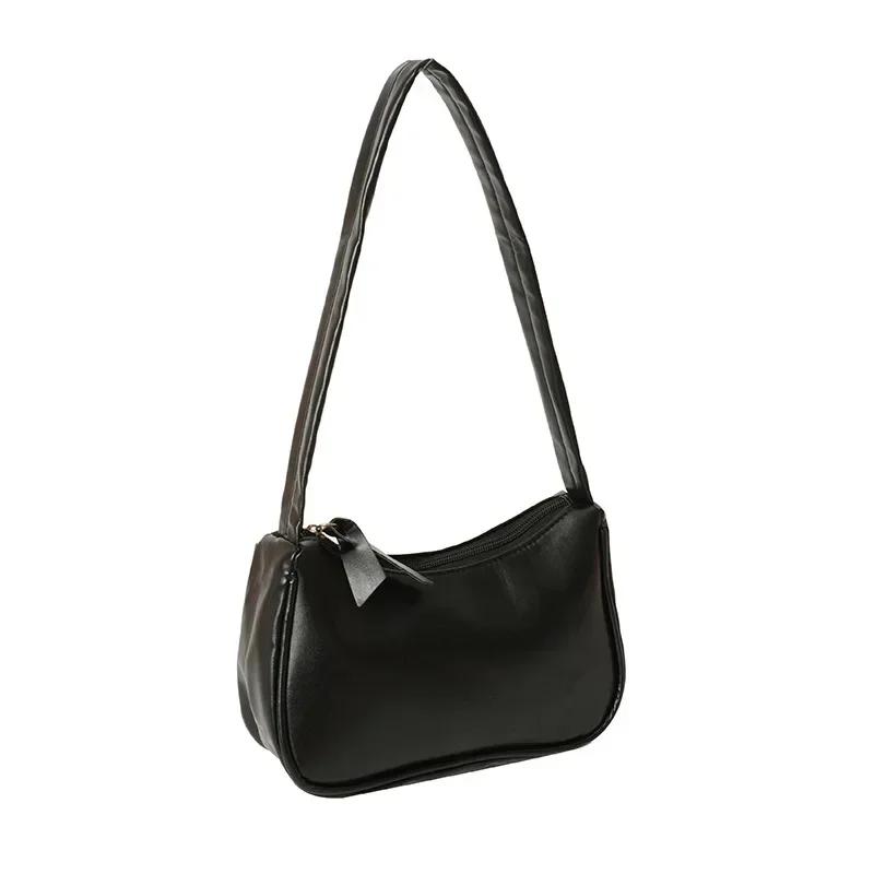 Soft PU Leather Women Shoulder Bags Casual Solid Color Small Top-Handle Handbags Ladies Fashion Shoulder Bags