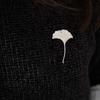 Elegant Long Leaf Pin Vintage Metal Glossy Corsage Ornament  Western-style Clothes