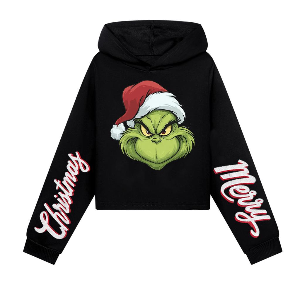 Kids' Casual Fashion Christmas Printed Long Sleeve Hooded Sweatshirt (No Drawstring)