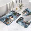 Set di 3 Tappetini da Bagno Natalizi Pupazzo di Neve Babbo Natale Scena Invernale con Neve Rosa Regalo Festivo Tappetino da Bagno Copri WC Decorazione Bagno