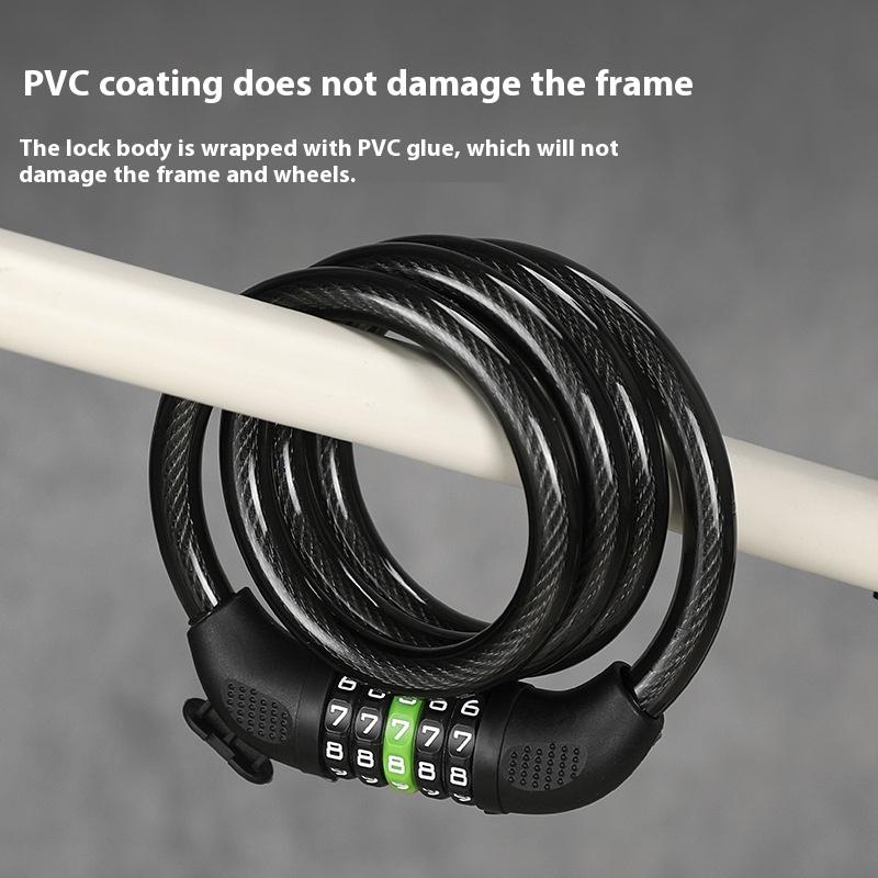 Combination Bicycle Cable Lock-5-Digit Winding Security Reset Cable Lock Bicycle Padlock Anti-Theft Accessories