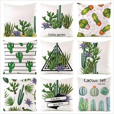 Cartoon Minimalist Cactus Style Digital Printing Short Plush Pillow Covers For Car Sofa Office Cushion Cover Home Goods