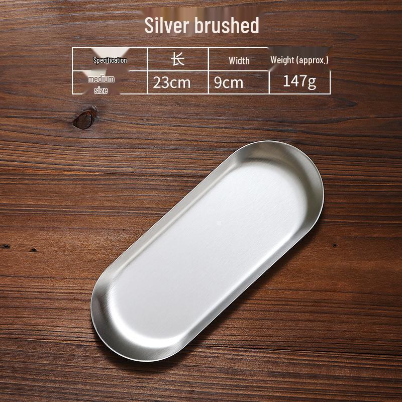 Japanese Retro Stainless Steel Oval Accessory Tray - Creative Gold Dessert and Towel Plate