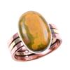 Natural Ocean Jasper Gemstone 925 Solid Silver Jewelry Two Tone Ring S.9US S5d95
