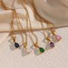 Dreamshow Colorful Water Drop Zircon Necklace Gold Plated Stainless Steel Necklace Design Jewelry