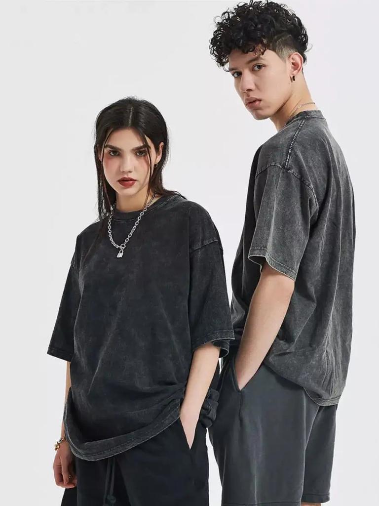 Summer Cotton Washed Women T-Shirts Hip Hop Loose Fashion Short Sleeve Comfortable Couple Outfits Suitable for Both Men and Women