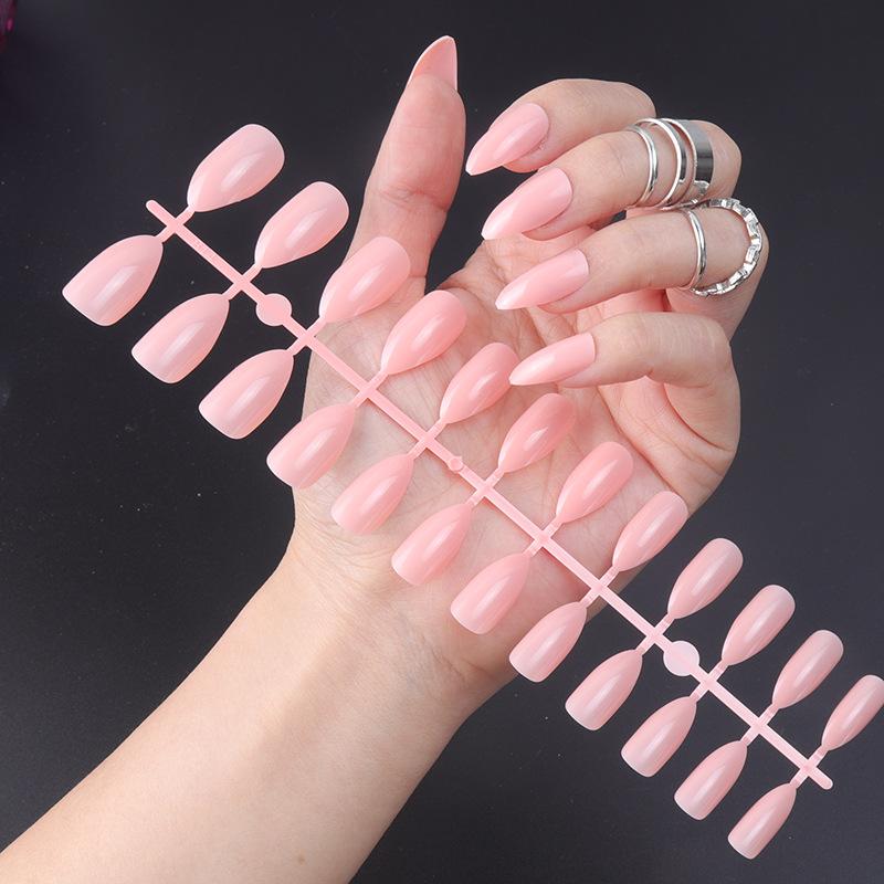 24 teile/satz DIY Schnelle Nägel Glänzende Wasser Tropfen Nägel Einfarbig Falsche Nägel Mehrfarbige Streifen Fertig Tragen Nagel Kunst