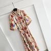 Exotic Temperament Floral Linen Shirt Skirt Girl, Summer Positioning Printed Dress Vacation Socialite Long Dress