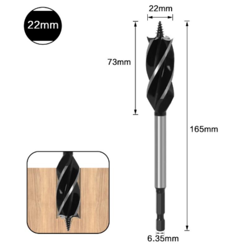 Bit Hexagonal Shank Supported Auger Four Slots Lengthened Twist Door Lock Opener Drawer Board Reaming Woodworking and Diy Tools