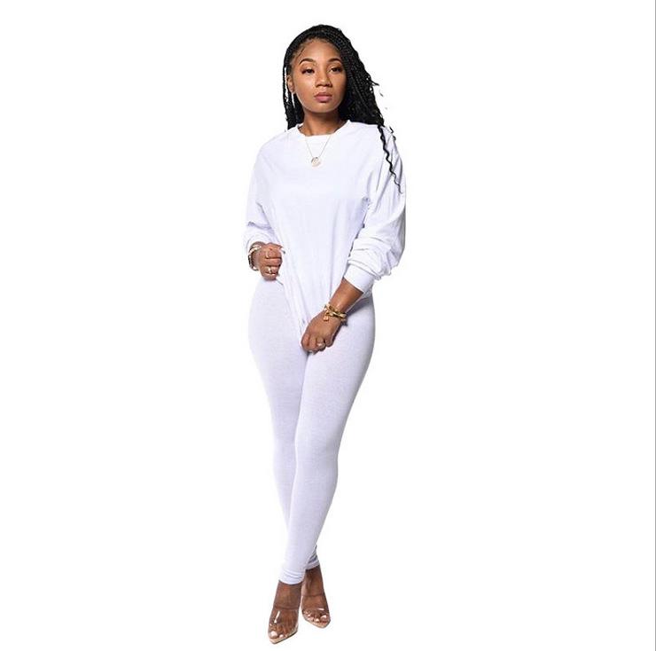 

European & American Women s Sexy Solid Color Long Sleeve Sports Suit - Autumn & Winter Bestseller 2020 Medium белый