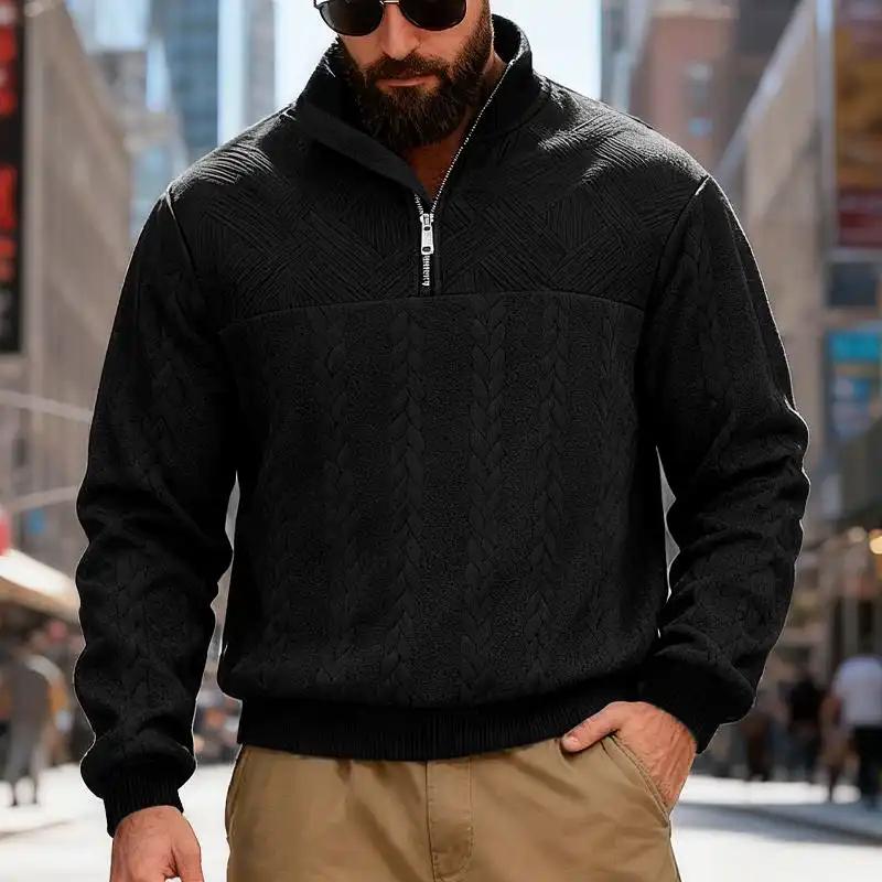 

Мужской стиль Ретро Повседневный Стойка Воротник Пуловер Свободный Вязаный Пэчворк Жаккард Осень Зима Новый Стиль Худи с Длинным Рукавом S чёрный