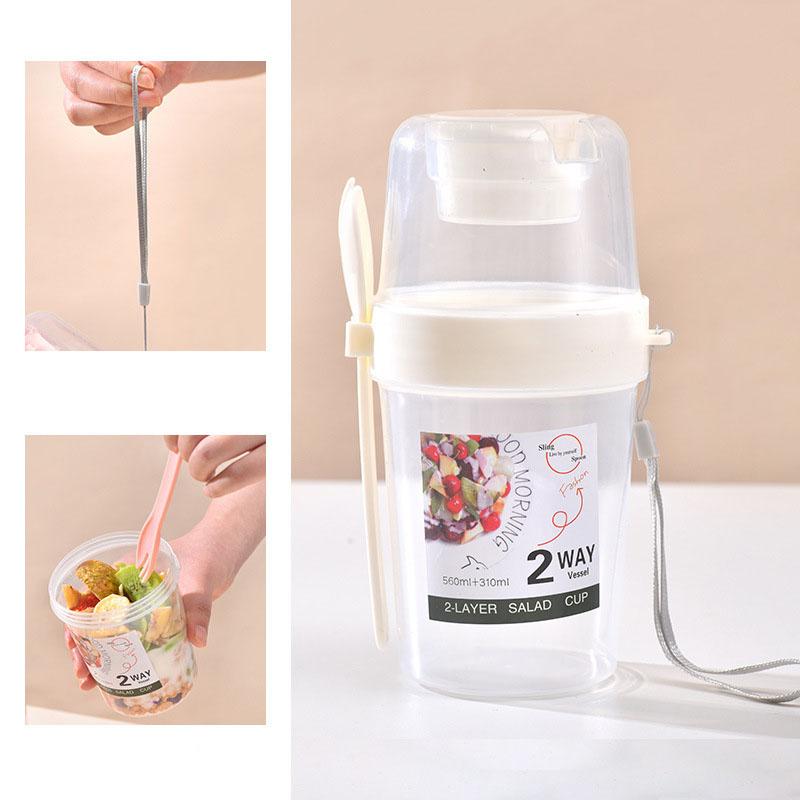 1PCS Portable Cereal Cup, Overnight Oats Container with Lid and SpoonFor Yogurt Salad, Fruit Oatmeal, Cereal, Overnight Oats, Br