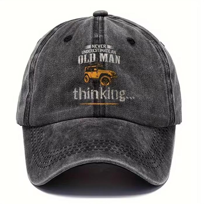 Washed baseball cap printed retro old cap European and American dad hat men's baseball cap