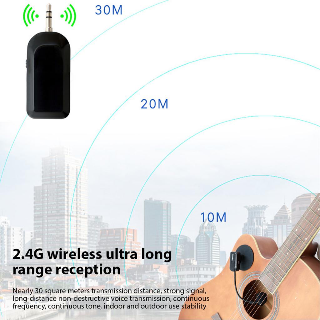 2,4G Kabelloser Instrumentenmikrofonempfänger mit abnehmbarer Saugnapf für Gitarre Violine Cello Akkordeon Lautsprecher