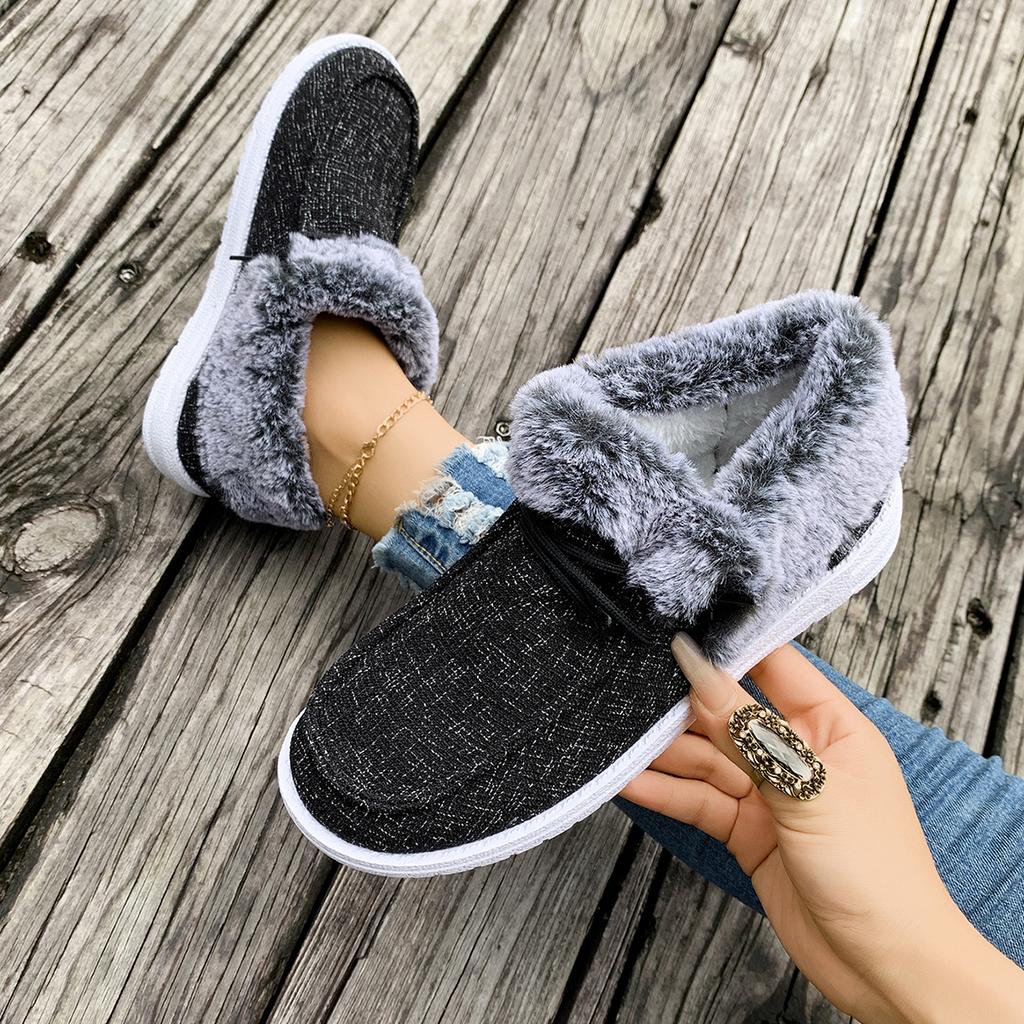 Women Ankle Boots Winter Thick Bottom Warm Cotton Boots Women Large Size Lined Thickened Snow Boots Casual Round Toe Shoes Women