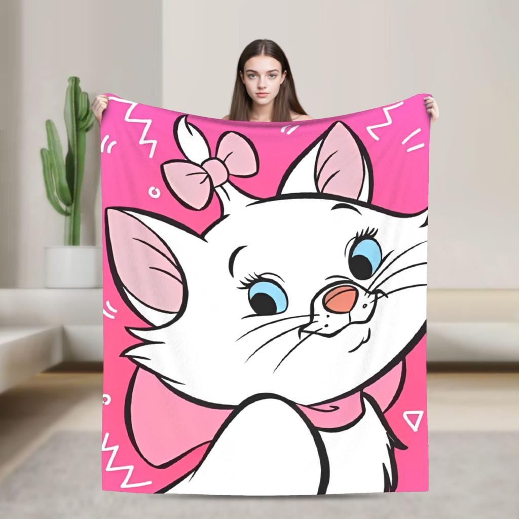 Marie Cat Cartoon  Warm Soft Blanket  Camping Plush Throw Blanket Fashion Home Decor Flannel Bedspread Sofa Bed Cover