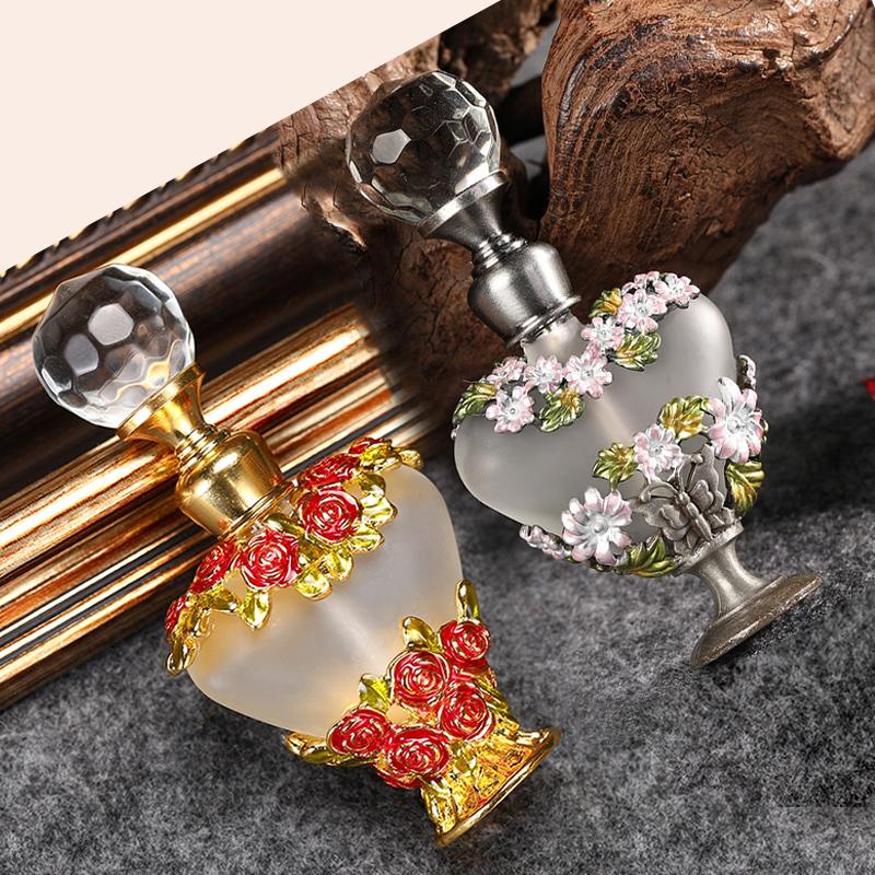 1PC 5ml Perfume Bottle Crystal Refillable Empty Bottles Flower Glass Essential Oil Bottle Home Decor Christmas Mother's Day Gift