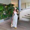 French Retro Polka Dot Suspender Dress for Women's Summer New Seaside Vacation Style Waist and Thin Temperament Long Skirt