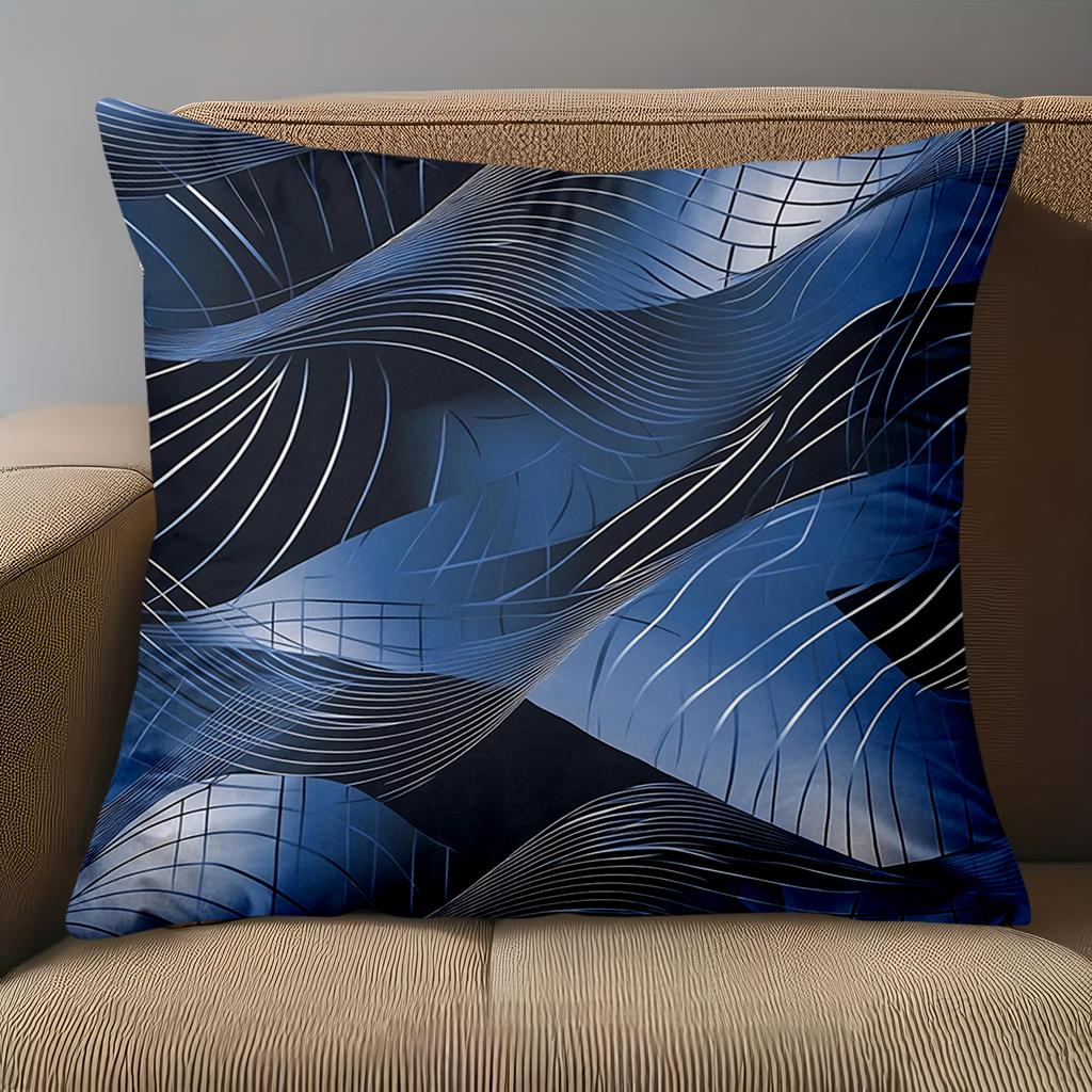 1 pieces -2D flat printing Blue Wave Pattern Decorative Throw Pillow Cushions Polyester pillowcase, sofa decorative cushion cov