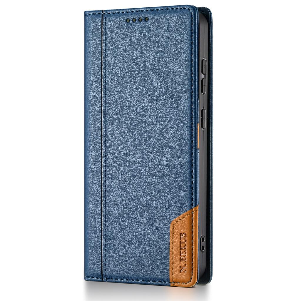 Applicable To Samsung S25FE Leather Case S26 Splicing Flip Magnetic Card Wallet Protective Case A57 Solid Color Leather Pattern