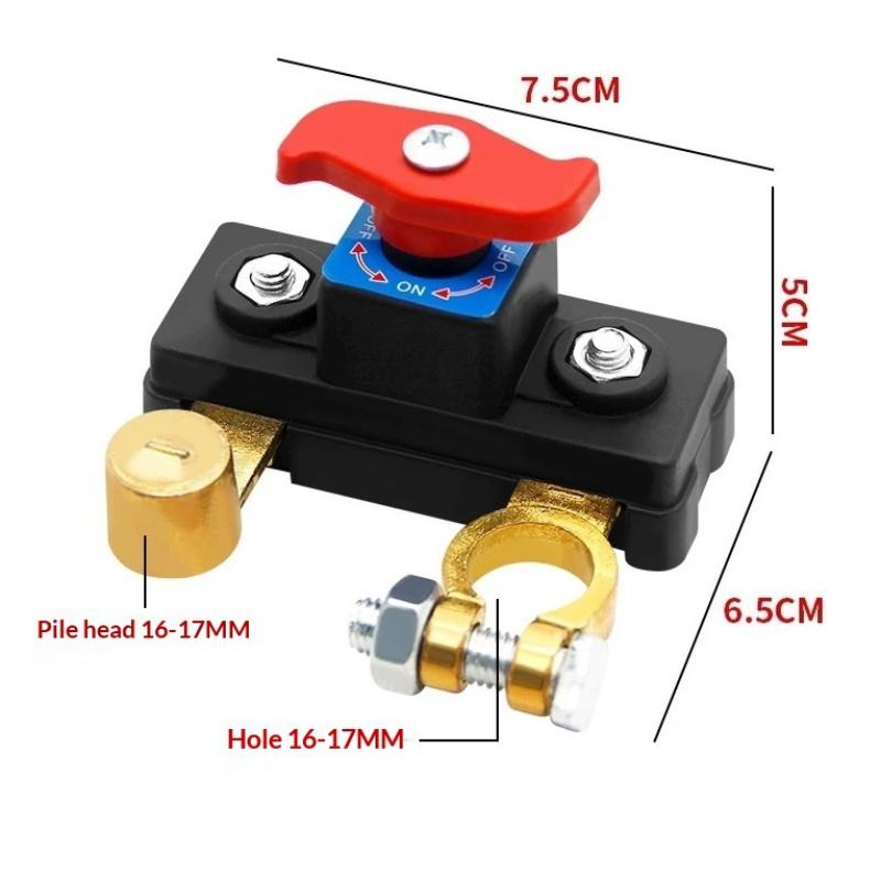 12V 24V Dual Voltage Battery Master Cut Off Switch Zinc Alloy Structure Negative Pole Disconnect For 16Mm17Mm Diameter Pile Head