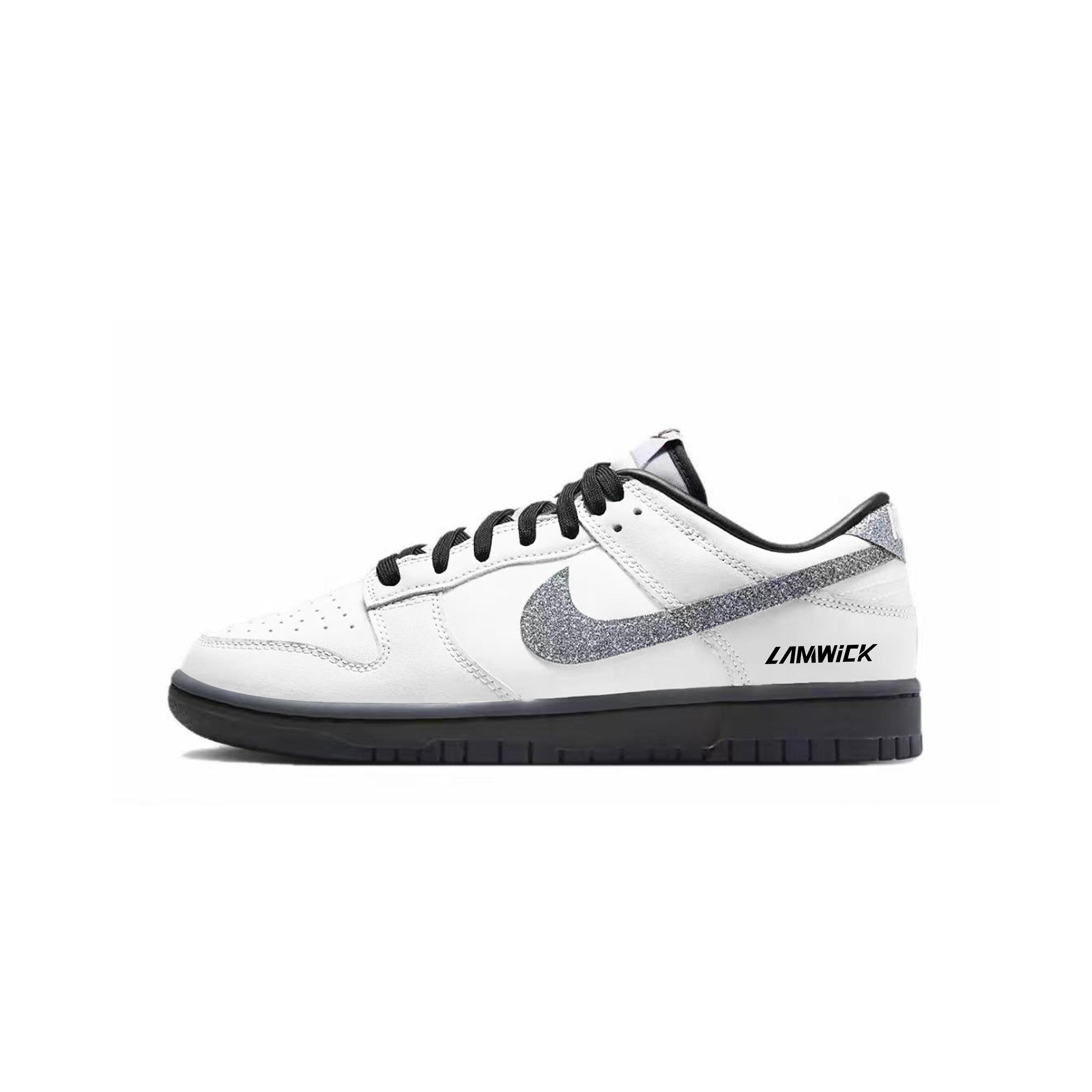 

Nike Dunk Tai Chi Cushioning Slip Resistant Low top Skateboard Shoes Unisex Black White Silver HQ3462-191(Team619-) 38