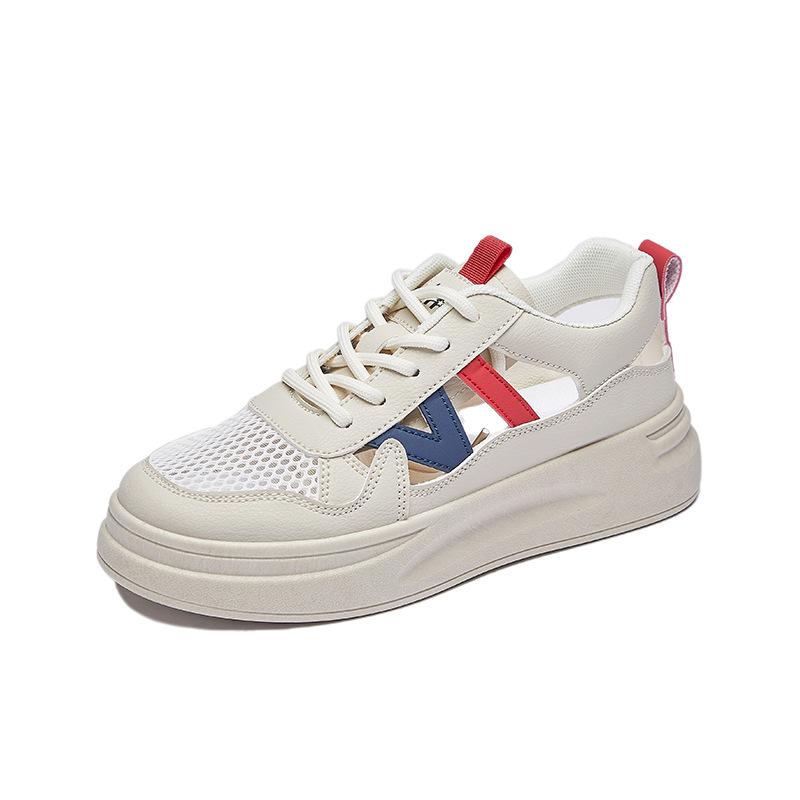 New Summer White Shoes for Female Students' Heightened Hollow Mesh Breathable Casual Street Shot
