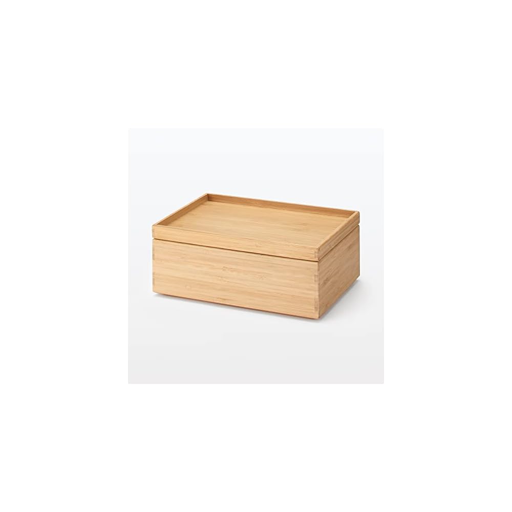 MUJI Stackable Bamboo Rectangular Storage Box with Half Lid, 26cm (W) X 185cm (D) X 25cm (H), Item
