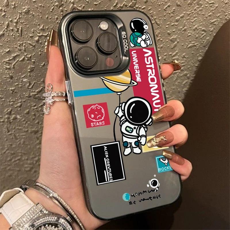Cartoon Astronaut Design TPU Basic Case for iPhone 17 Air 16 Pro 15 14 13 12 11 Pro Max XS X XR 7 8 Plus Matte Hard Back Cover