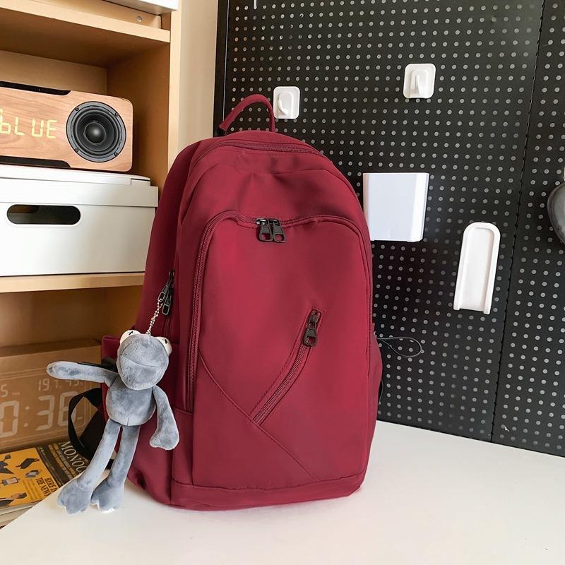 Schoolbag High-end Large-capacity Backpack Men's Backpack Versatile Solid Color Schoolbag Female College Student Junior High School Backpack Tide