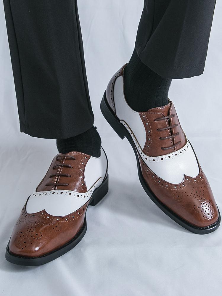 Classic Casual Business Shoes Men Retro White Brogues Leather Office Shoes Men Formal Social Wedding Dress Leather Oxford Shoes