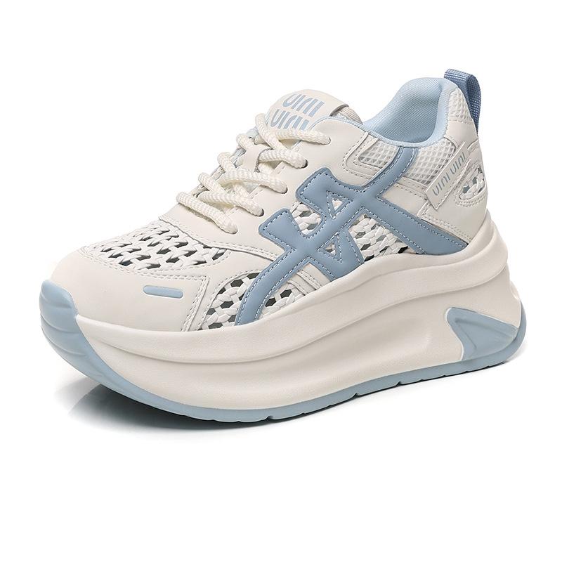 Mesh dad shoes women's spring new breathable female students sports thick soles increase height and leisure