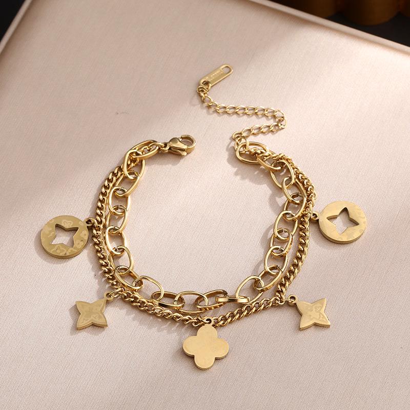 Colorfast Korean-Japanese Titanium Steel Women's Bracelet - Versatile, Fashionable Hand Jewelry.
