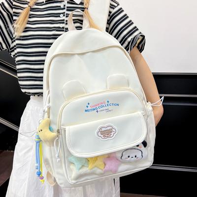 New Simple Backpack Pain Bag High Value Cute Fresh Schoolbag for Junior and Senior High School Girls Large Capacity Schoolbag