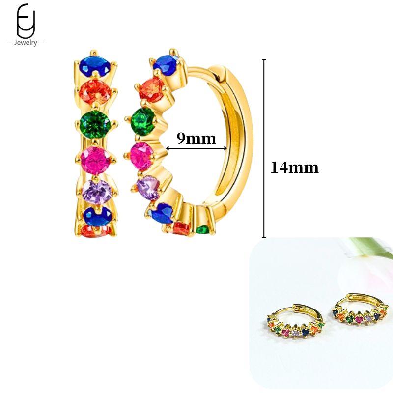 925 Silver Ear Buckles Fashion Hoop Earrings Colorful Crystal Pendants Gold Earring Premium Luxury Women's Jewelry Gift
