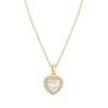 18K Gold Zircon Copper Necklace with Large Diamond Heart Pendant