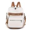Contrast Color Women Soft Leather Tassel Backpack Simple Outdoor Travel Backpack