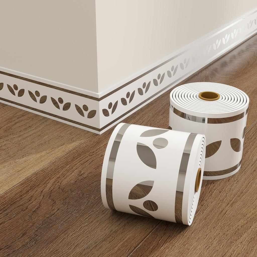 Dicke selbstklebende PVC-Sockelleiste - Wasserdichte Wandverkleidung, Imitation Fliesen-Kickerleiste, Einfach abziehen & aufkleben
