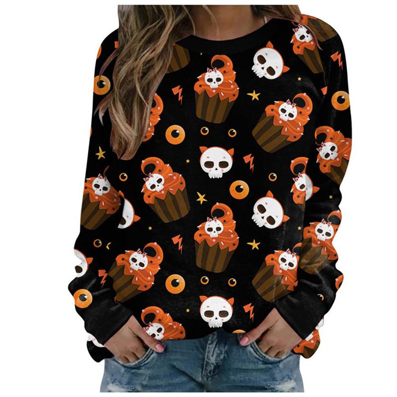 

Retro Halloween Pumpkin Head Sweatshirts 3D Print Women Casual Oversized Long Sleeve Tracksuits Pullover Hoodies Female Clothing S