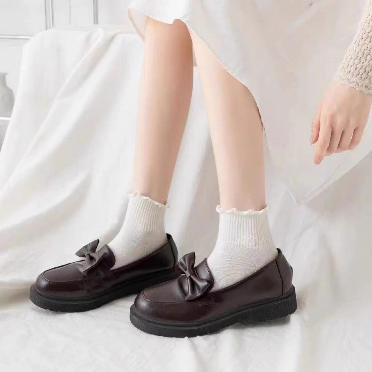 

Women s Summer Mid-Calf Ruffle Edge Socks - Deodorant, Sweat-Absorbent, Breathable, Solid Color One Size (35-42) чёрный