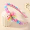 Cute Rainbow Butterfly Hair Bands 1pcs Princess Headband with Sweet Plush Ball for Baby Girls Soft Hair Hoop Headwear Accessory