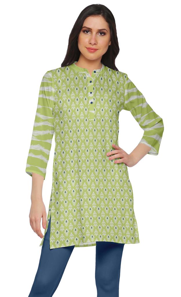Moomaya Printed Side Slit Short Kurta Tunic For Women Summer Wear Ladies