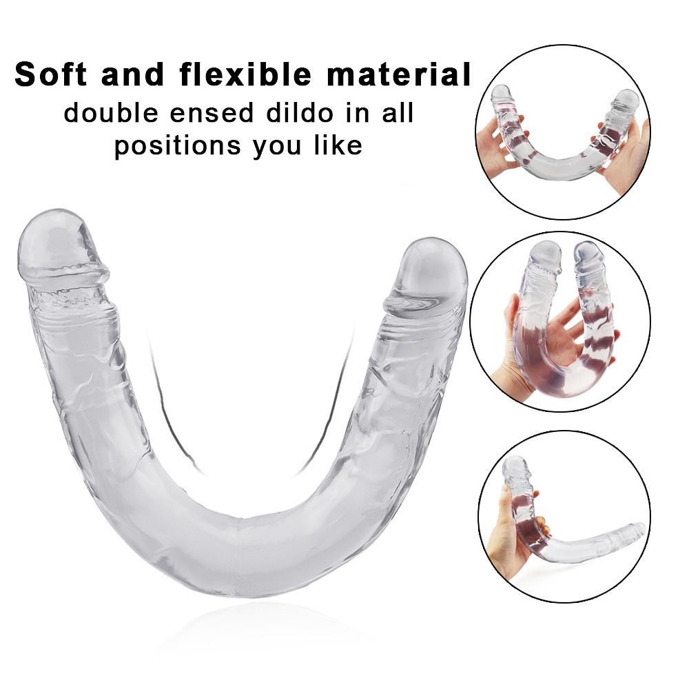 Weiche Dildo Doppel Realistische Lesben Vaginal Anal Butt Plug Gefälschte Penis Sex Spielzeug für Frauen Paare Homosexuell Erwachsene Produkte Shop