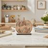 Kitchen Counter Ornament 3Pcs Fall Wooden Pumpkin Tabletop Decor, Layered Cutout Maple Leaf Natural Wood Thanksgiving Gift Figurine, Harvest