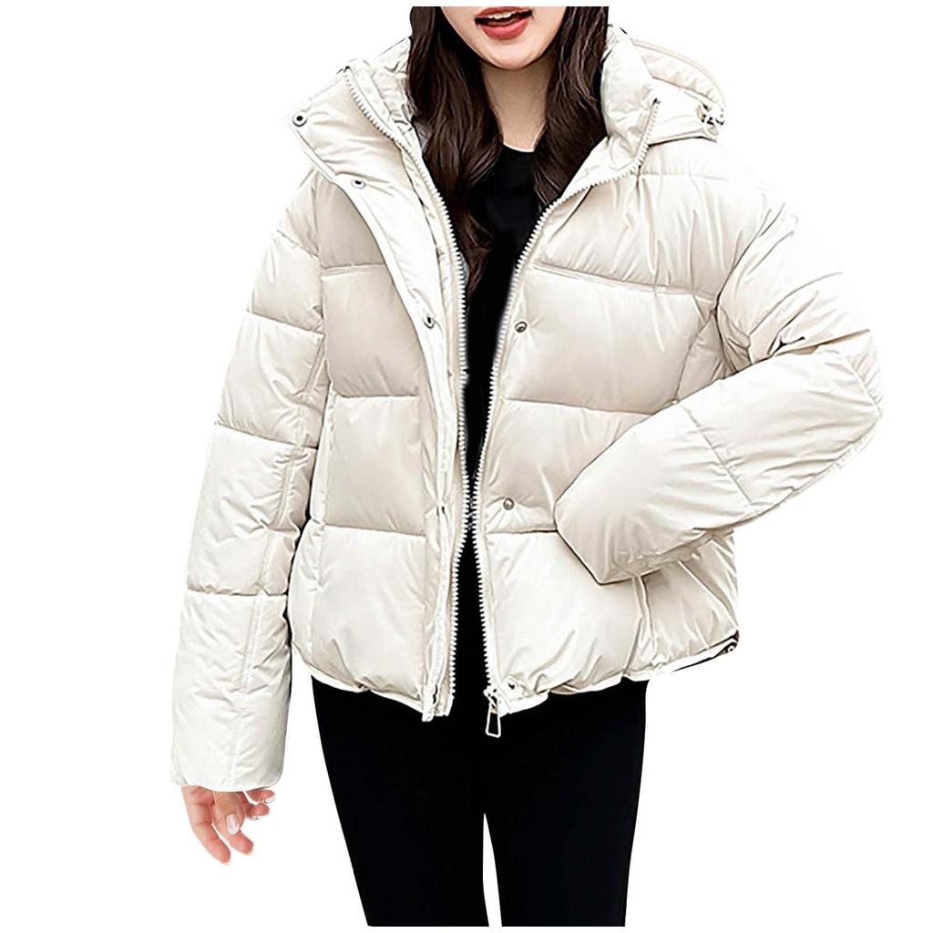 Ladies' Fashionable Solid Color Long Sleeved Loose Warm Hooded Jacket
