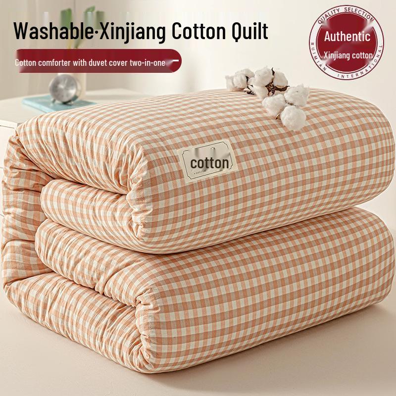 Kołdra z bawełny Xinjiang - Gruba, zdejmowana i zmywalna do akademików i łóżek pojedynczych, idealna na zimę, wiosnę i jesień.