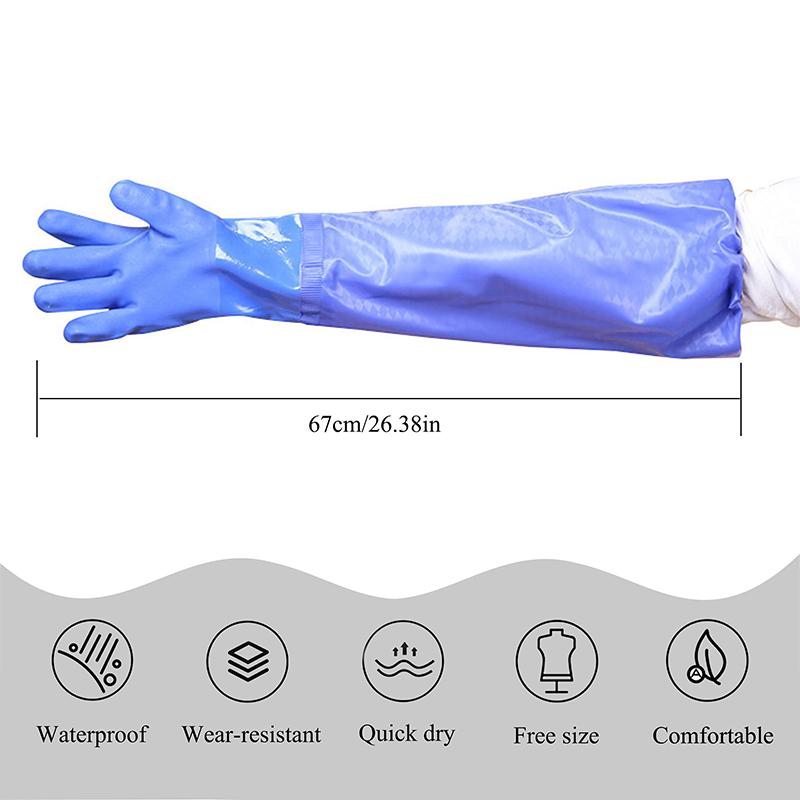 Long Waterproof Rubber Gloves PVC Waterproof Work Gloves Industrial Agriculture Fishing Long Sleeve PVC Resistant Gloves