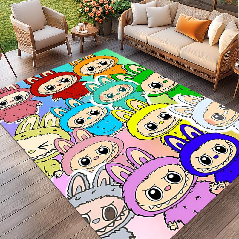 Labubu Print Rug, Washable Floor Carpet, For Entryway Dorm Laundry Room Office Study, Home Decor Birthday Christmas Gift