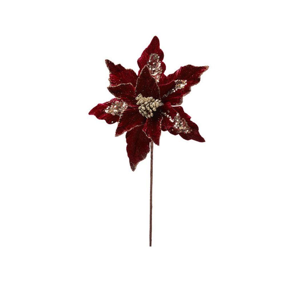 Beautiful Glitter Xmas Flower Hanging Simulation Handmade Flowers  Home Decor